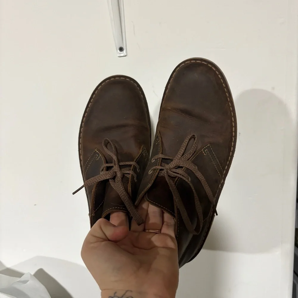 Clarks Bushacre 2 Mens 8.5 Brown Leather Chukka Desert Boots Casual Brown Lace